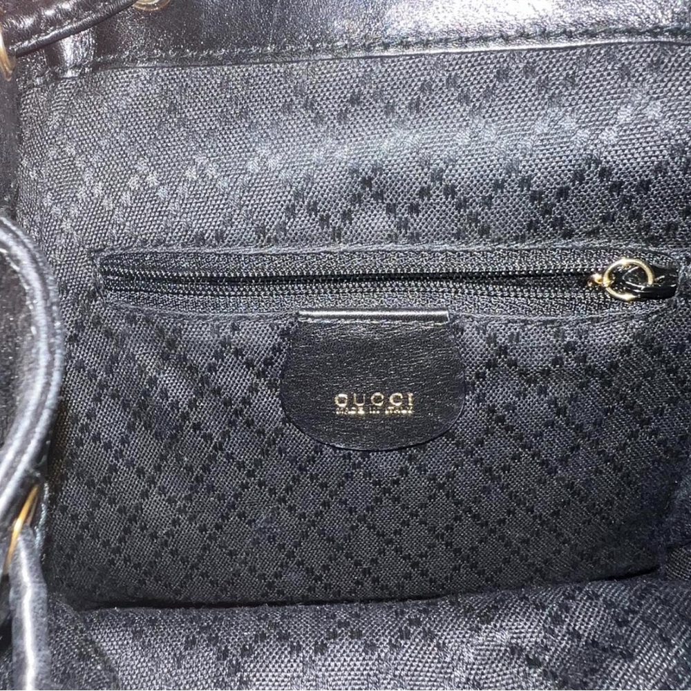 Gucci Black Leather Backpack with Bamboo Accents - Picture 4 of 5